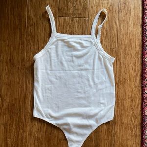Picot Trim Cotton Blend Rib Bodysuit